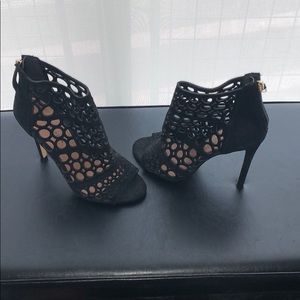 Suede high heel shoes